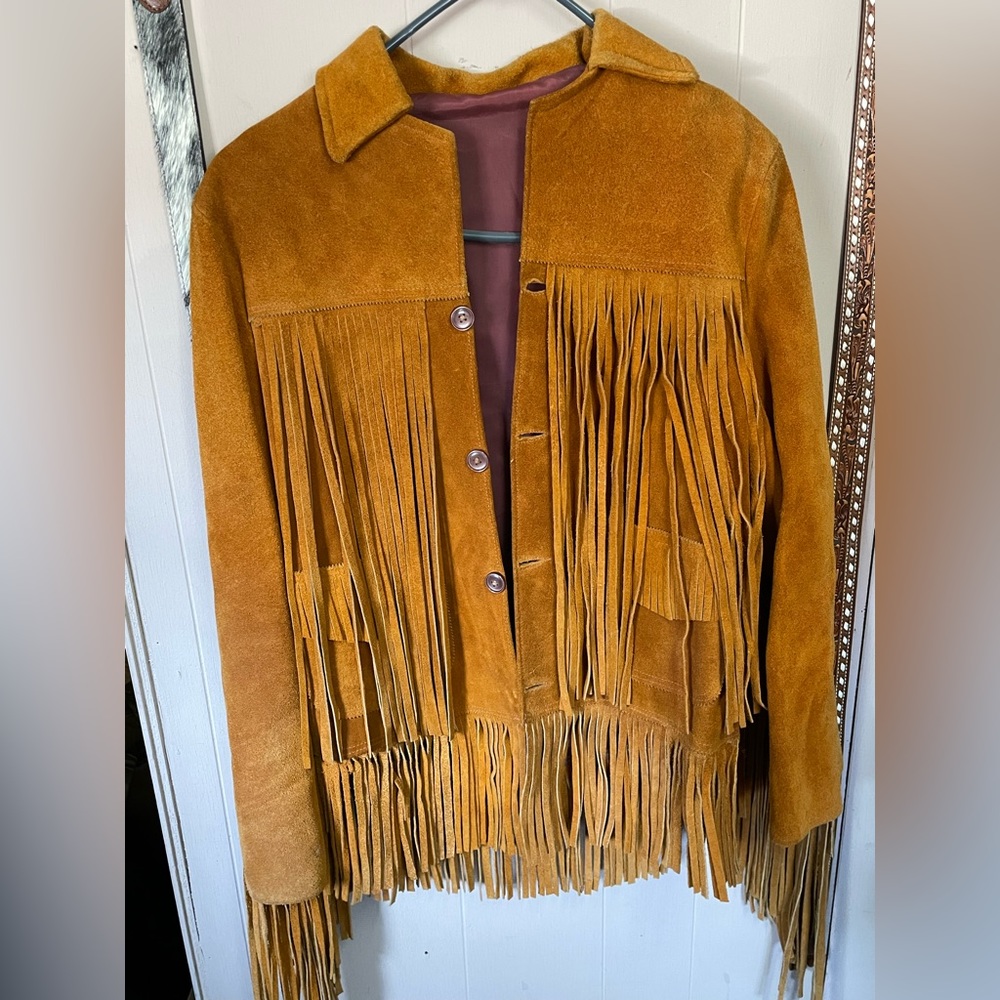 Vintage leather fringe jacket